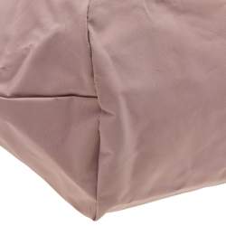 Longchamp Pink/Brown Nylon And Leather Le Pilage Tote