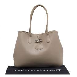 Longchamp Beige Leather Roseau Tote