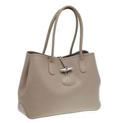 Longchamp Beige Leather Roseau Tote