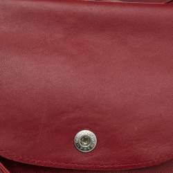 Pre Owned Longchamp Red Leather Le Pliage Tote