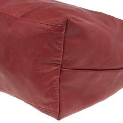 Pre Owned Longchamp Red Leather Le Pliage Tote