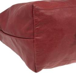 Pre Owned Longchamp Red Leather Le Pliage Tote