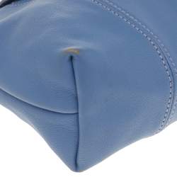 Pre Owned Longchamp Blue Leather Le Pliage Cuir Crossbody Bag