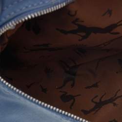 Pre Owned Longchamp Blue Leather Le Pliage Cuir Crossbody Bag