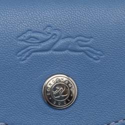Pre Owned Longchamp Blue Leather Le Pliage Cuir Crossbody Bag