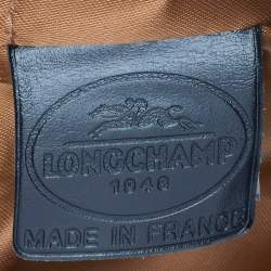 Pre Owned Longchamp Olive Green/Black Snakeskin Embossed Leather Tote