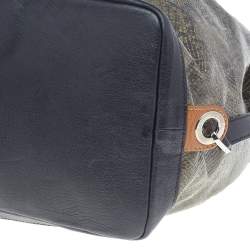 Pre Owned Longchamp Olive Green/Black Snakeskin Embossed Leather Tote