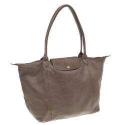 Longchamp Dark Brown Leather Le Pliage Travel Bag