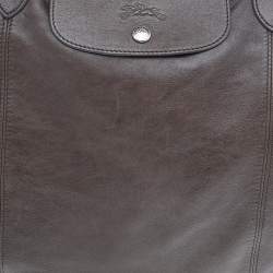 Longchamp Dark Brown Leather Le Pliage Travel Bag
