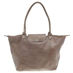 Longchamp Dark Brown Leather Le Pliage Travel Bag