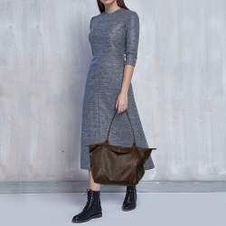 Longchamp Dark Brown Leather Le Pliage Travel Bag