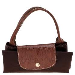 Longchamp Brown Nylon And Leather Medium Le Pliage Tote