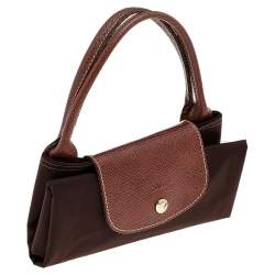 Longchamp Brown Nylon And Leather Medium Le Pliage Tote