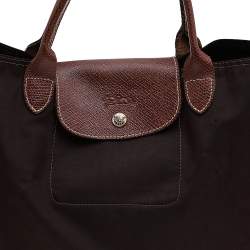 Longchamp Brown Nylon And Leather Medium Le Pliage Tote
