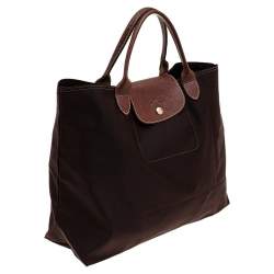 Longchamp Brown Nylon And Leather Medium Le Pliage Tote