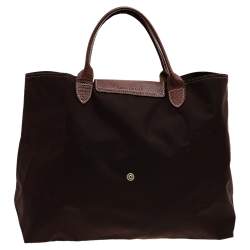 Longchamp Brown Nylon And Leather Medium Le Pliage Tote