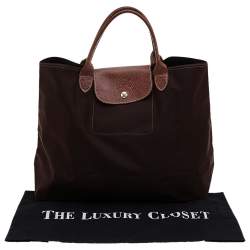 Longchamp Brown Nylon And Leather Medium Le Pliage Tote