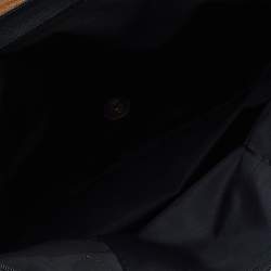 Pre Owned Longchamp Black/Beige Nylon and Leather Small Le Pliage Tote