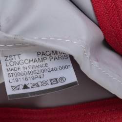 Pre Owned Longchamp Red Polyamide Canvas And Leather Le Pliage Expandable Travel Duffel
