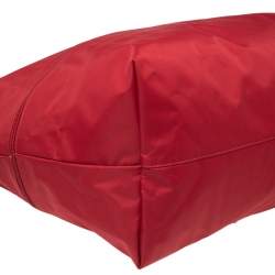 Pre Owned Longchamp Red Polyamide Canvas And Leather Le Pliage Expandable Travel Duffel