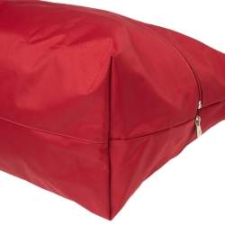 Pre Owned Longchamp Red Polyamide Canvas And Leather Le Pliage Expandable Travel Duffel