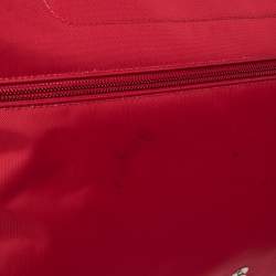 Pre Owned Longchamp Red Polyamide Canvas And Leather Le Pliage Expandable Travel Duffel