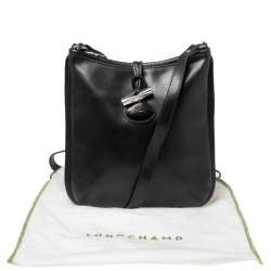 Pre Owned Longchamp Black Leather Roseau Shoulder Bag