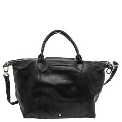 Longchamp Black Soft Leather Le Pliage Cuir Tote