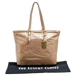 Longchamp Gold Leather Large LM Cuir Shopping Tote