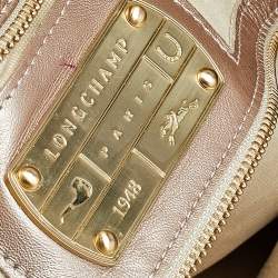 Longchamp Gold Leather Large LM Cuir Shopping Tote