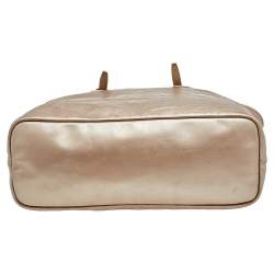 Longchamp Gold Leather Large LM Cuir Shopping Tote