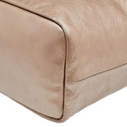 Longchamp Gold Leather Large LM Cuir Shopping Tote