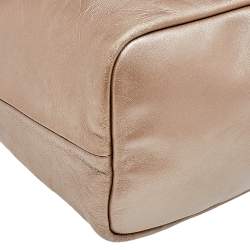 Longchamp Gold Leather Large LM Cuir Shopping Tote