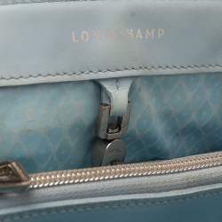 Longchamp Light Blue Leather Convertible Satchel