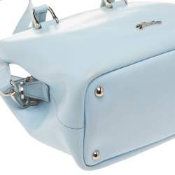 Longchamp Light Blue Leather Convertible Satchel