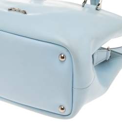 Longchamp Light Blue Leather Convertible Satchel