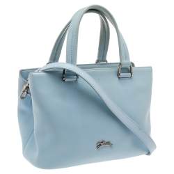 Longchamp Light Blue Leather Convertible Satchel