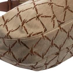 Longchamp Brown/Beige Horse Print Canvas And Leather Hobo 