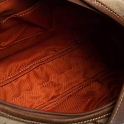 Longchamp Brown/Beige Horse Print Canvas And Leather Hobo 