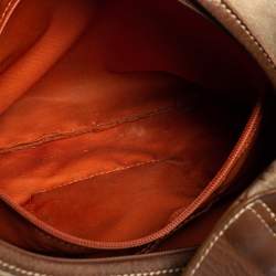 Longchamp Brown/Beige Horse Print Canvas And Leather Hobo 