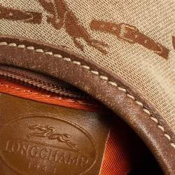 Longchamp Brown/Beige Horse Print Canvas And Leather Hobo 