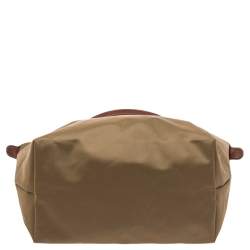 Longchamp Khaki Brown Nylon and Leather Small Le Pliage Tote