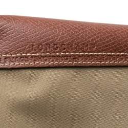 Longchamp Khaki Brown Nylon and Leather Small Le Pliage Tote