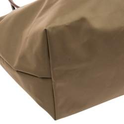Longchamp Khaki Brown Nylon and Leather Small Le Pliage Tote