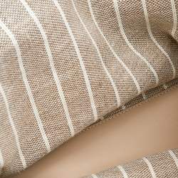 Pre Owned Longchamp Off White/Navy Blue Fabric And Leather Roseau Tote