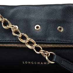 Pre Owned Longchamp Black Leather Shoulder Bag