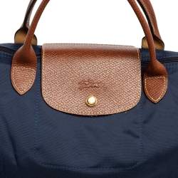 Pre Owned Longchamp Navy Blue Nylon Le Pliage Tote