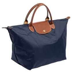 Pre Owned Longchamp Navy Blue Nylon Le Pliage Tote