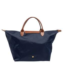 Pre Owned Longchamp Navy Blue Nylon Le Pliage Tote