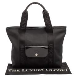 Longchamp Black Nylon Front Pocket Tote